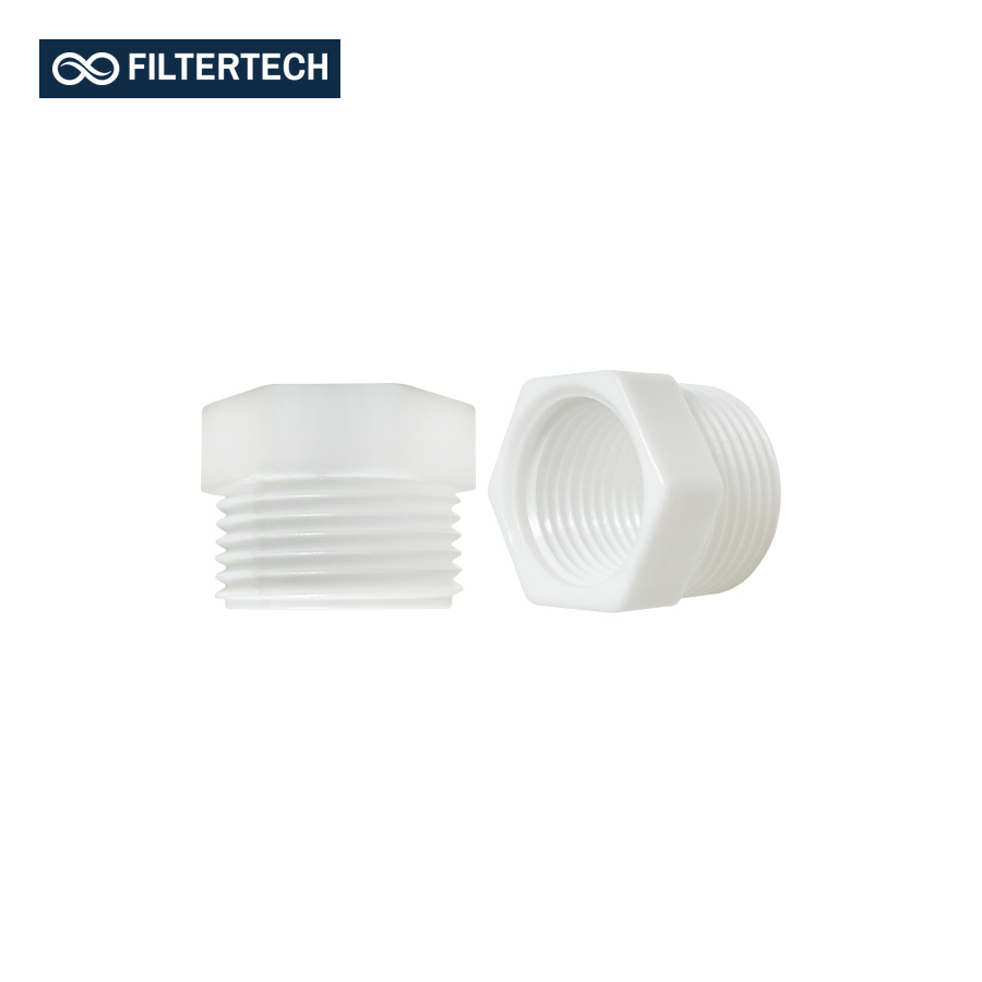 Filtertech RBS-3412P POM Reducer Bushing, 3/4in Male to 1/2in Female Thread, Polyacetal Plastic Pipe Adapter for Plumbing Connections